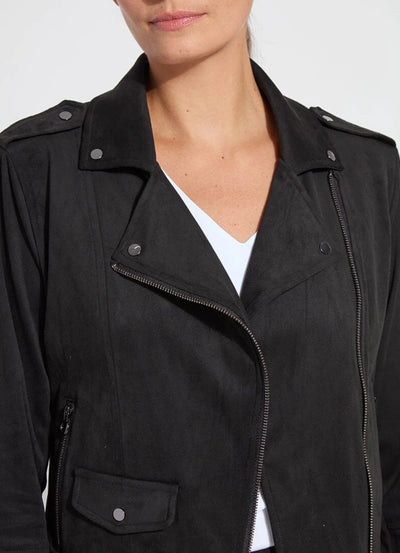 Amelia Moto Vegan Suede Jacket-Black