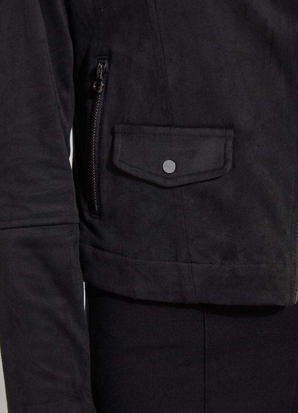 Amelia Moto Vegan Suede Jacket-Black