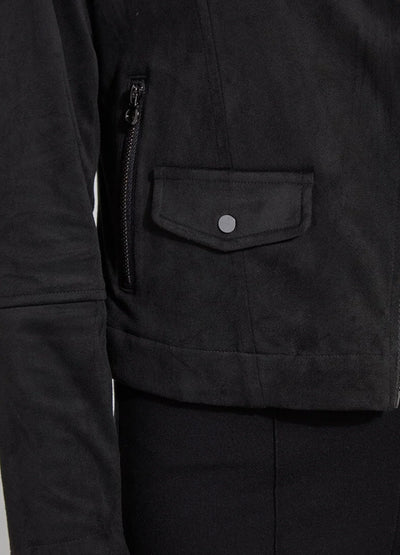 Amelia Moto Vegan Suede Jacket-Black