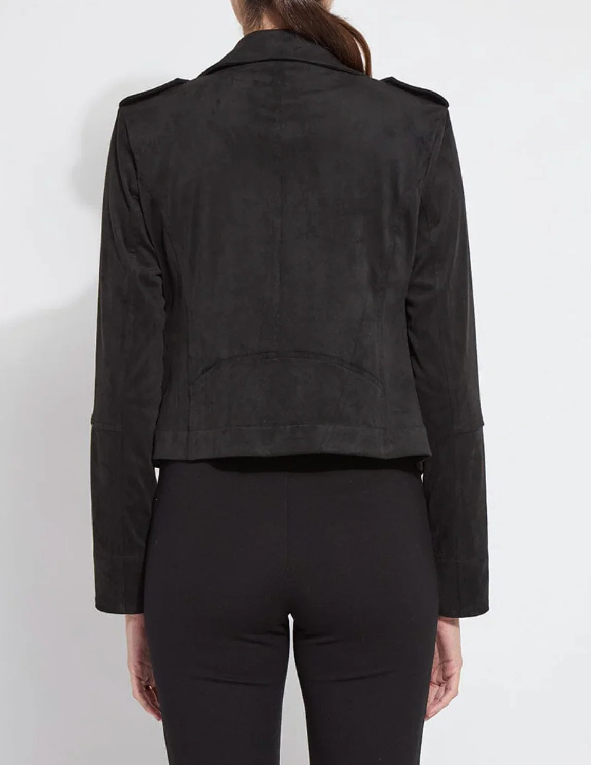 Amelia Moto Vegan Suede Jacket-Black