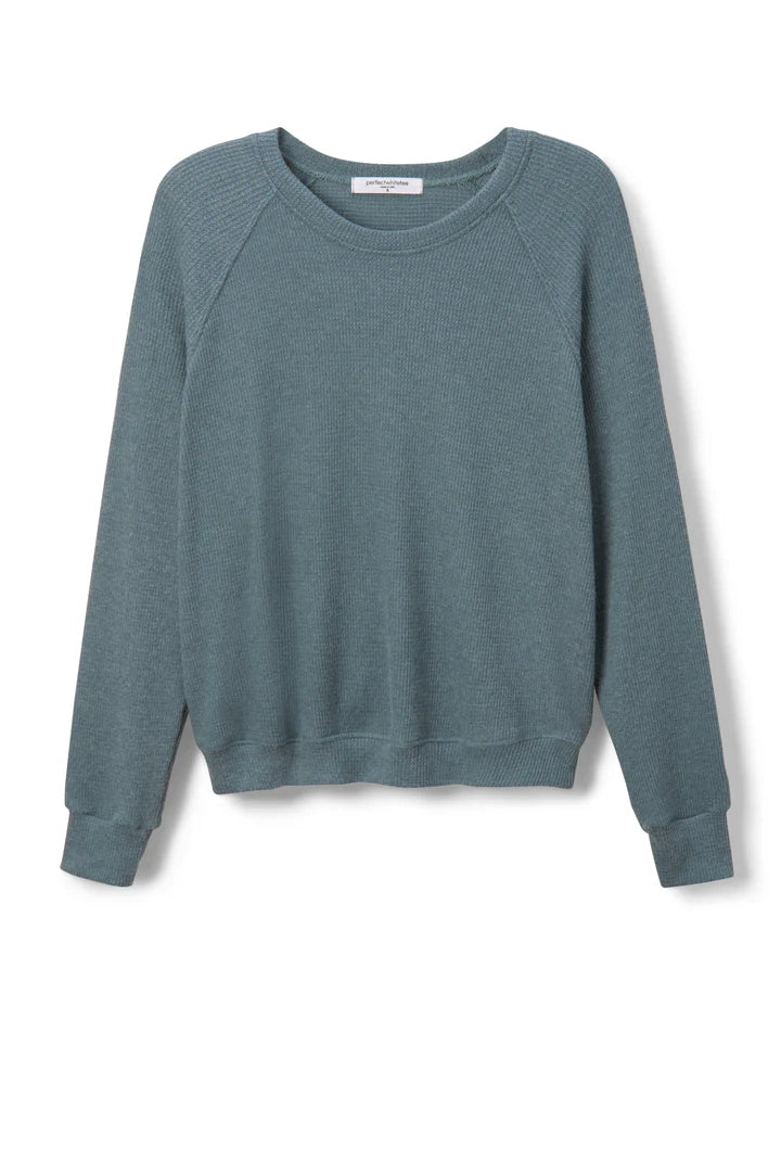 Cooper-Brushed Waffle Raglan Crew-Slate