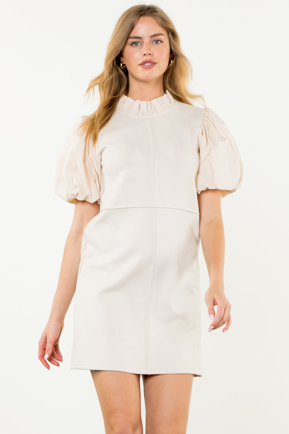 Corduroy Midi Dress-Cream