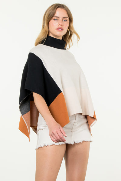 Colorblock Poncho