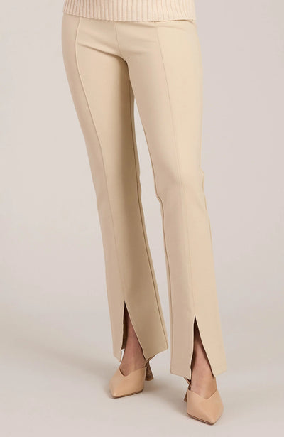 Margie Ponte Front Slit Pant-Flax