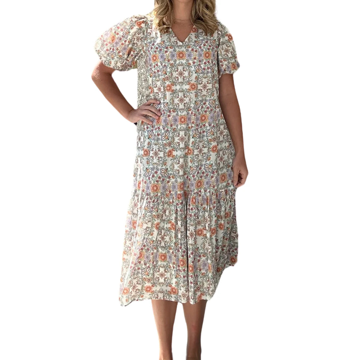 Myers Maxi Dress-Geo Peach