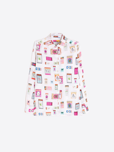 Silk Matchbox Print Blouse