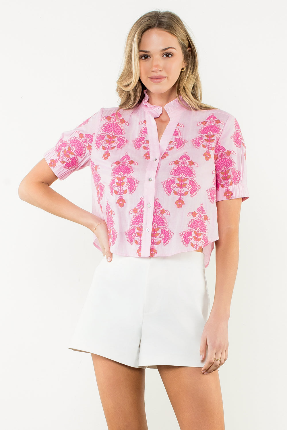 Short Sleeve Embroidered Top