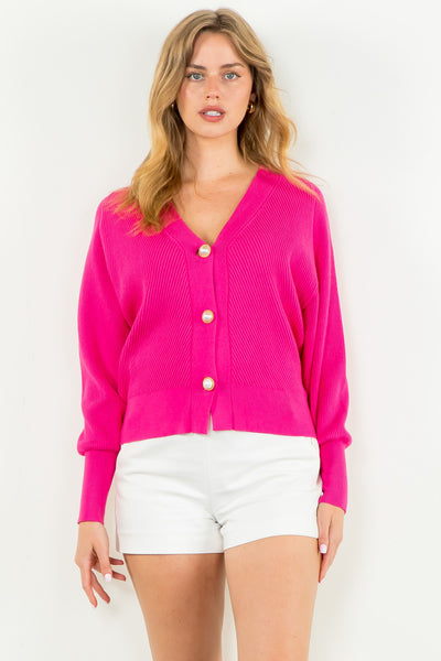 Pink Sweater With Pearl Buttons