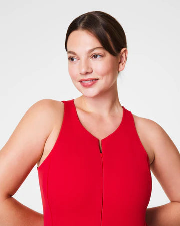 The Get Moving Zip Front Dress-Spanx Red
