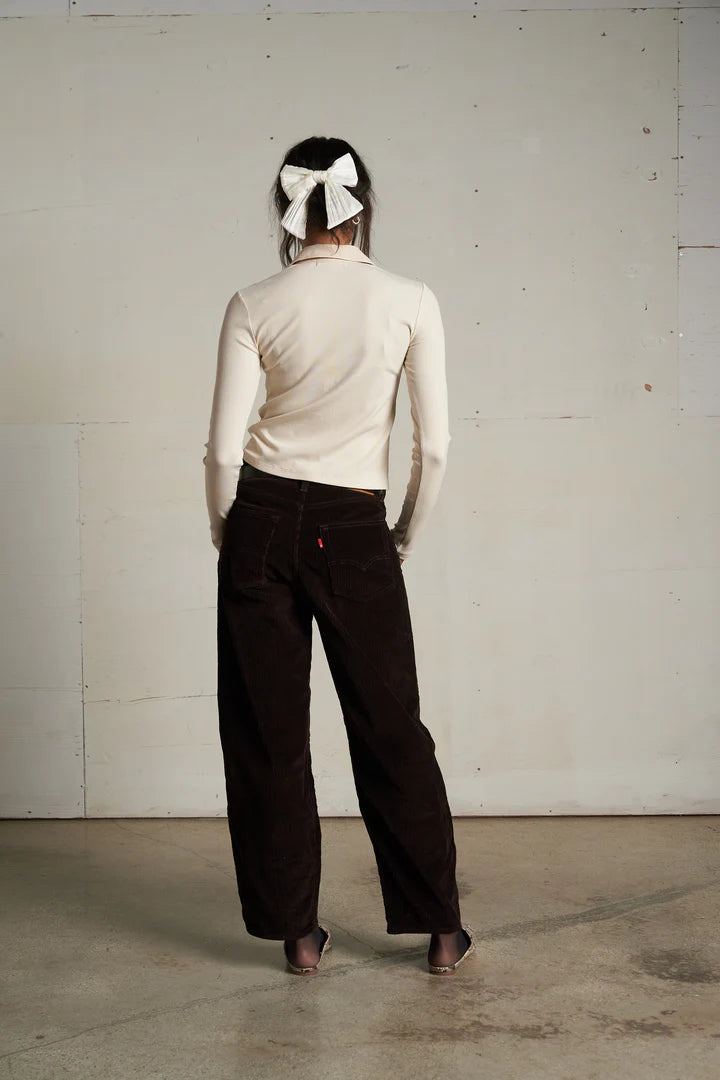 Amee Luxe Rib Polo Top-Sugar