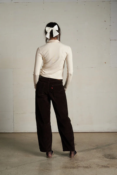 Amee Luxe Rib Polo Top-Sugar