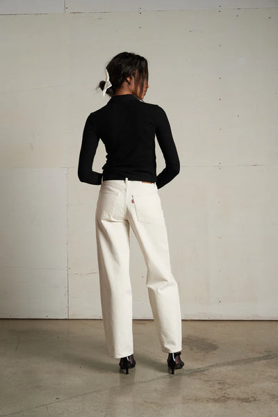 Amee Luxe Rib Polo Top-True Black