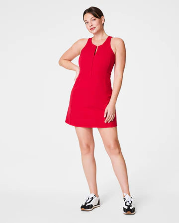 The Get Moving Zip Front Dress-Spanx Red