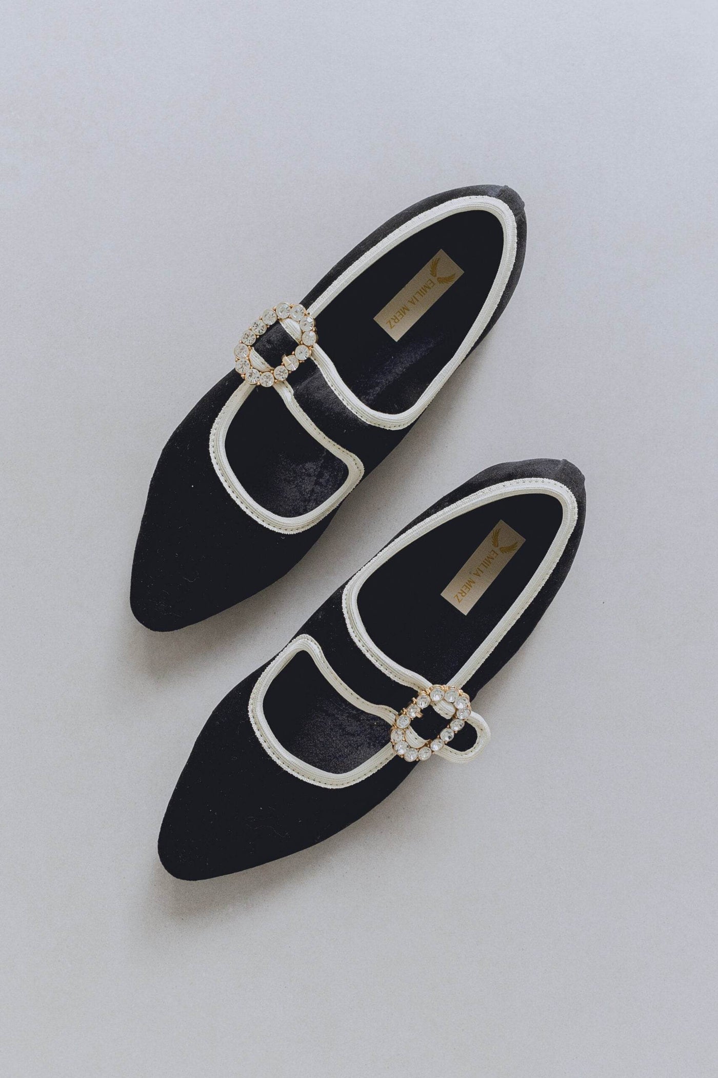Mary Jane Velvet Ballet Flats-Black