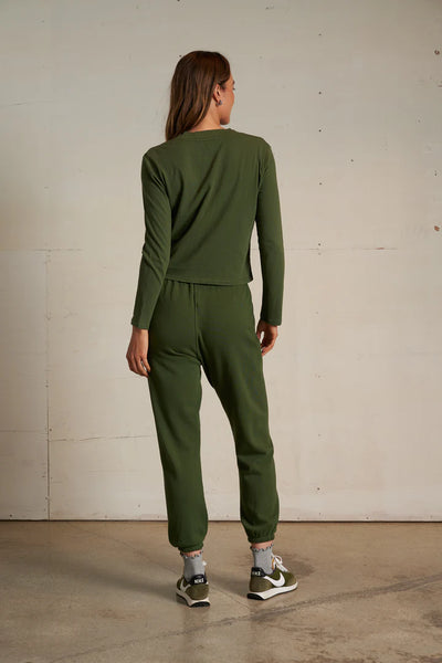 Fiona Recycled Cotton-Long Sleeve V Neck-Fern Green