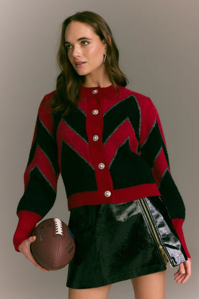 Fuzzy Chevron Cardigan