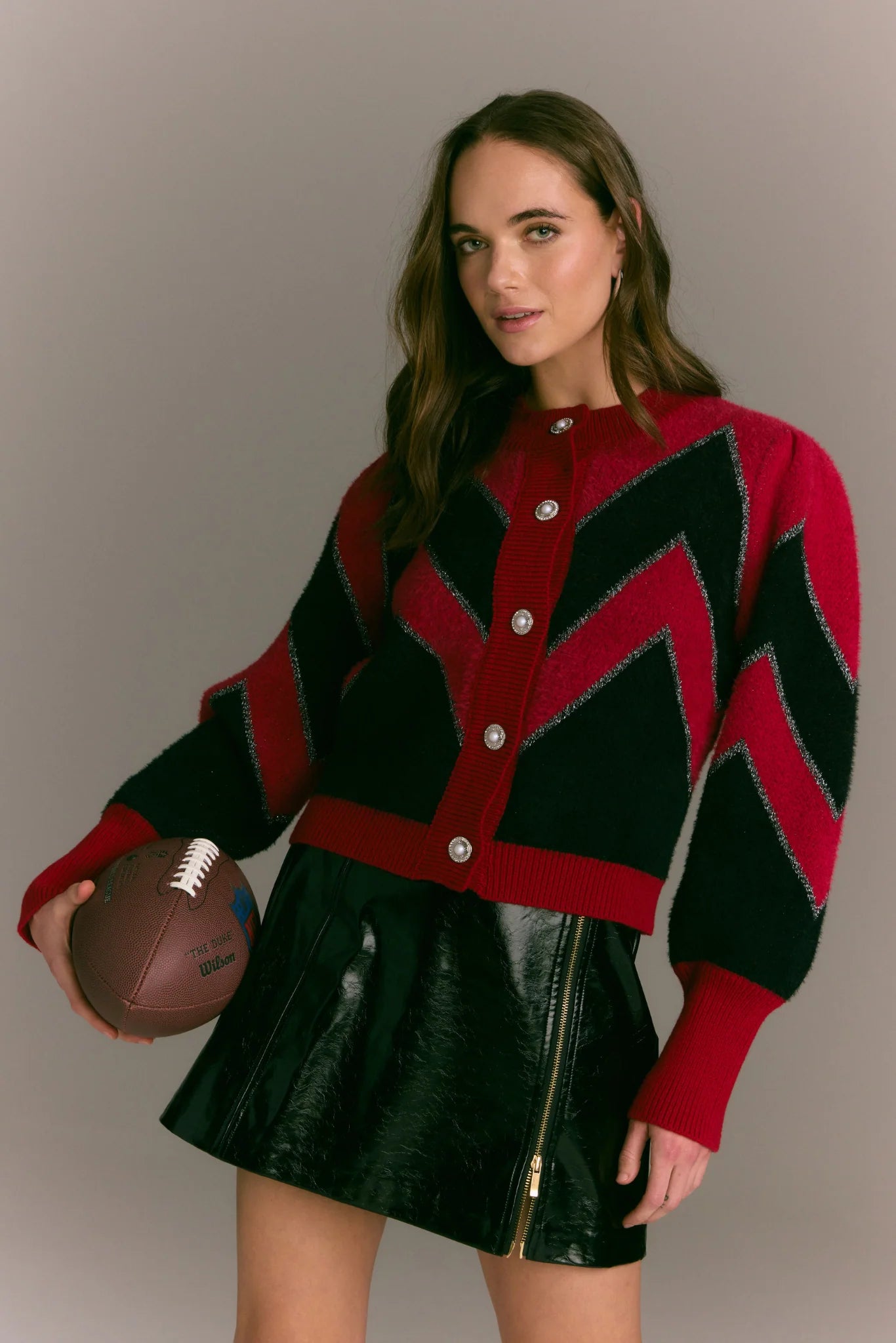 Fuzzy Chevron Cardigan