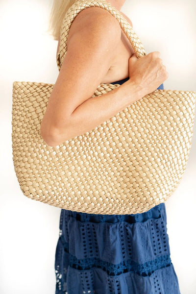 Lyn - Gold Woven Tote
