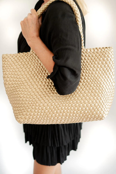 Lyn - Gold Woven Tote