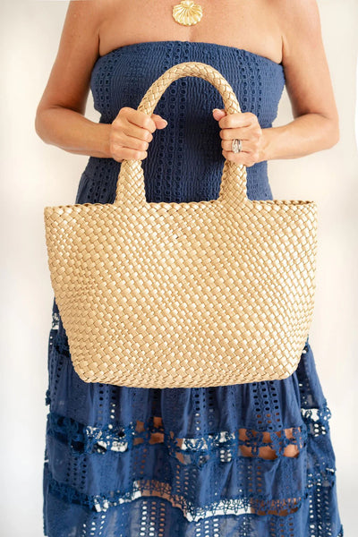 Lyn - Gold Woven Tote