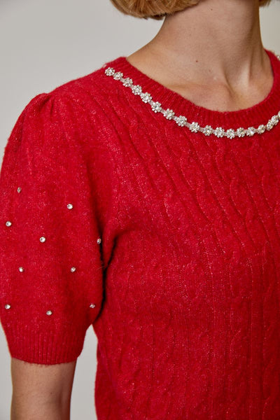 Jeweled Embellished Sweater Top