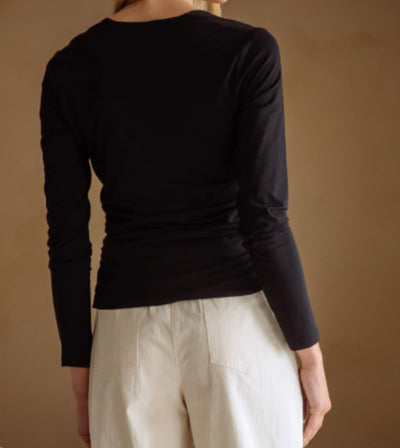 Rushed Waist Long Sleeve Top