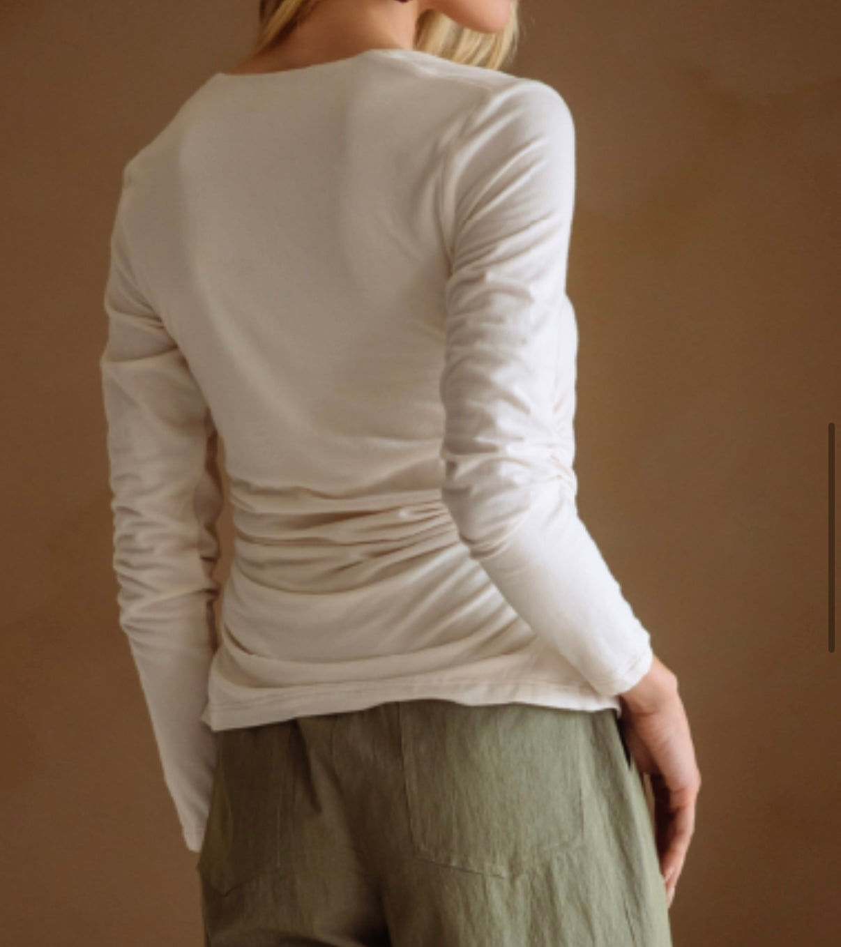 Rushed Waist Long Sleeve Top