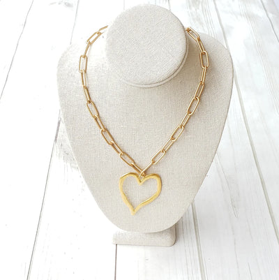 Paperclip Necklace with Heart Pendant