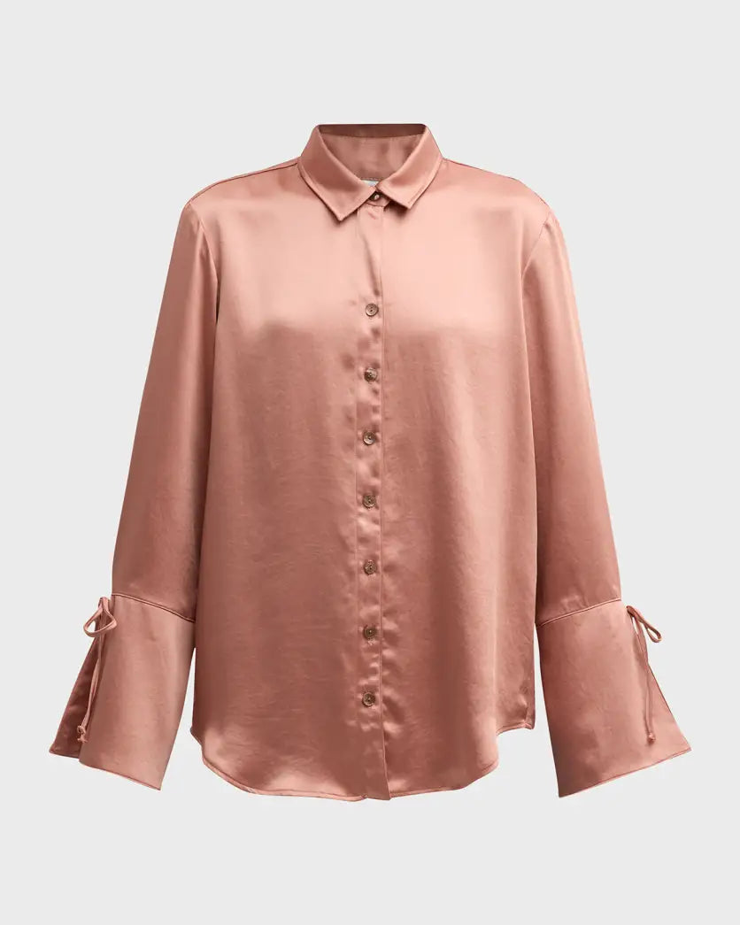 Rachel Satin Shirt-Rose Gold