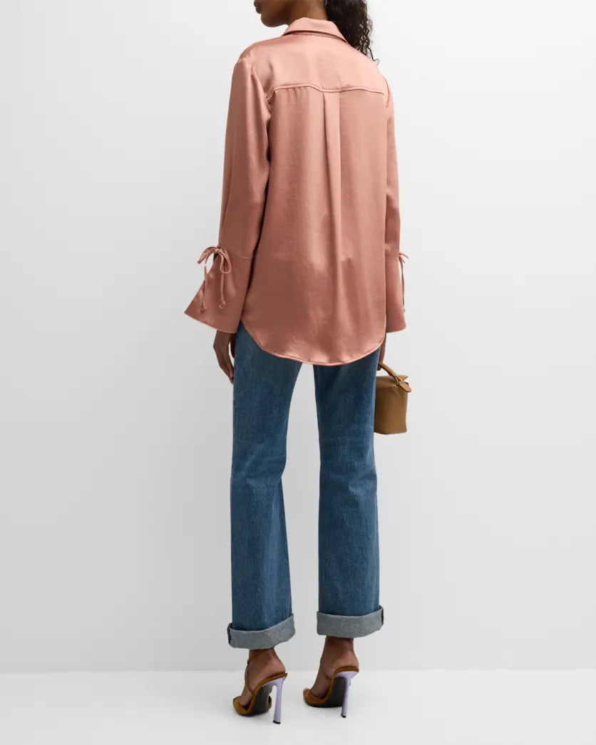 Rachel Satin Shirt-Rose Gold