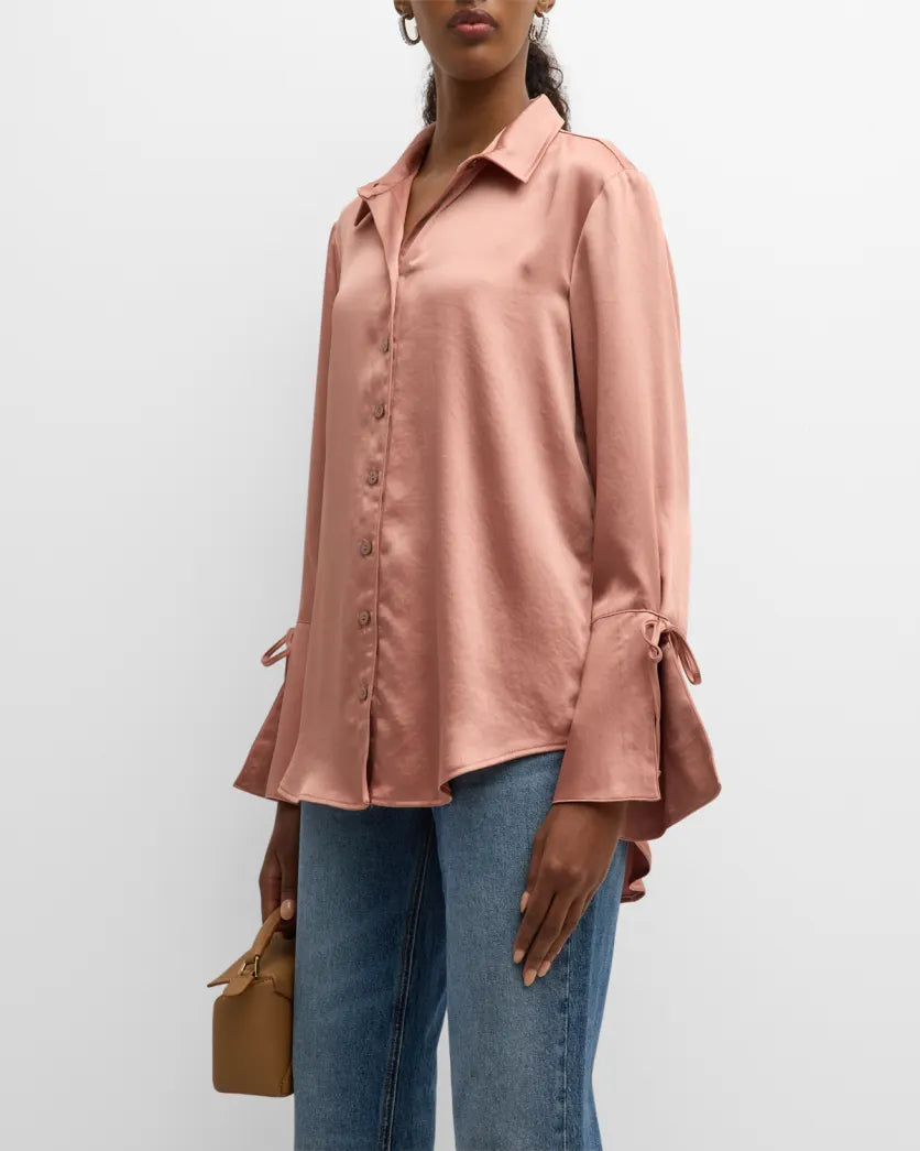 Rachel Satin Shirt-Rose Gold