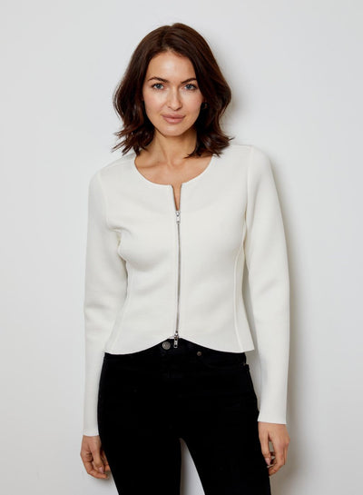 Brandy Zip Front Top-White