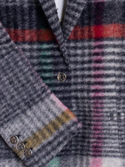 Hannah Grey Multicolored Checked Blazer