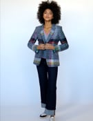 Hannah Grey Multicolored Checked Blazer