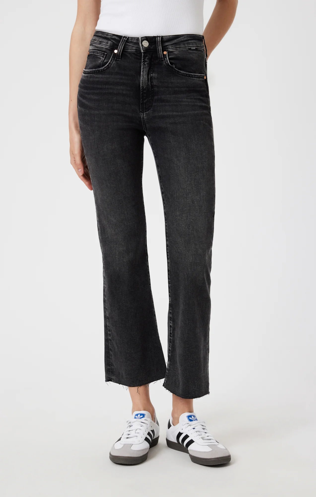 Anika Cropped Flare Jeans-Smoked Blue