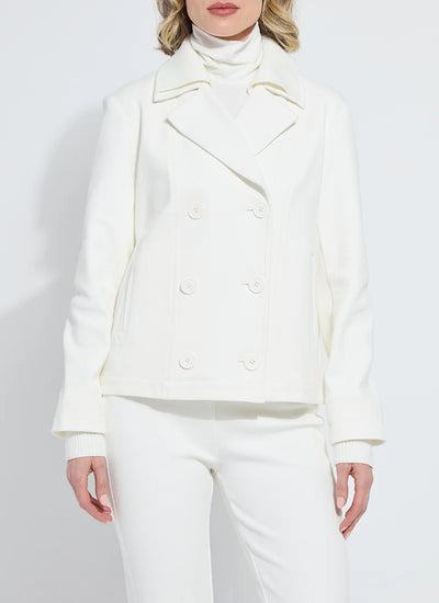 Maude Cropped Peacoat-Winter White