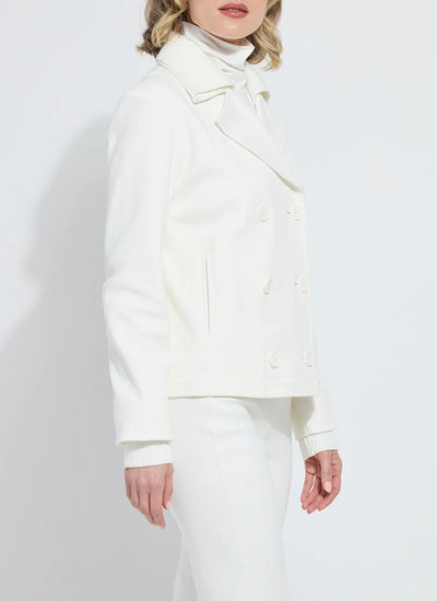 Maude Cropped Peacoat-Winter White