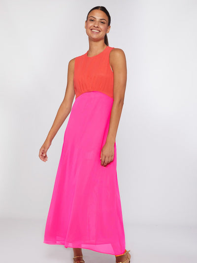 Pink and Orange Chiffon Dress