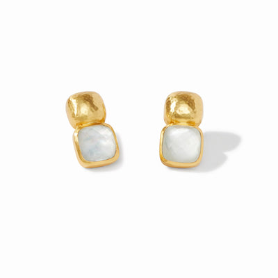 Catalina Earring Gold Iridescent Clear Crystal